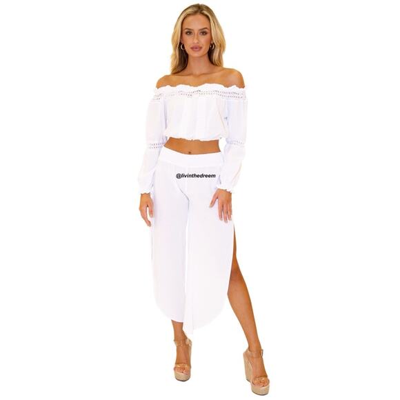 'Sea Spice White 'Azalea' Split Thigh Pants SZ M $45 - Picture 3 of 11
